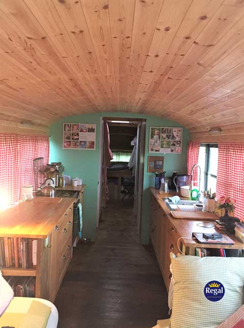 Bluebird Bus Interior Kitchen After Alterations
